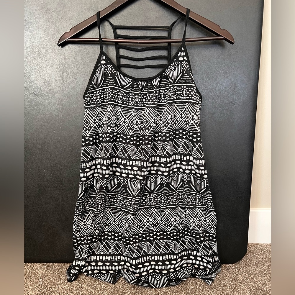 Xhilaration Black & White Aztec Ladder-Back Swim Coverup